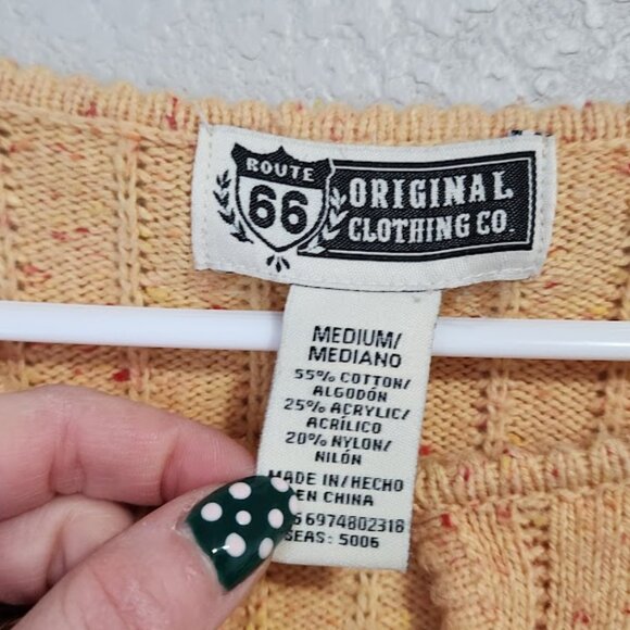 ROUTE 66 Y2K Ribbed Knit Sweater Keyhole Cutout Flared sleeve Butter yellow M - Picture 6 of 8